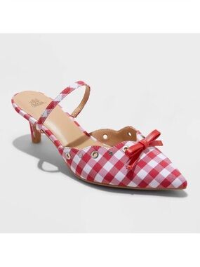Women's Lysandra Gingham Eyelet Kitten Heels - Wild Fable Red Gingham 8.5